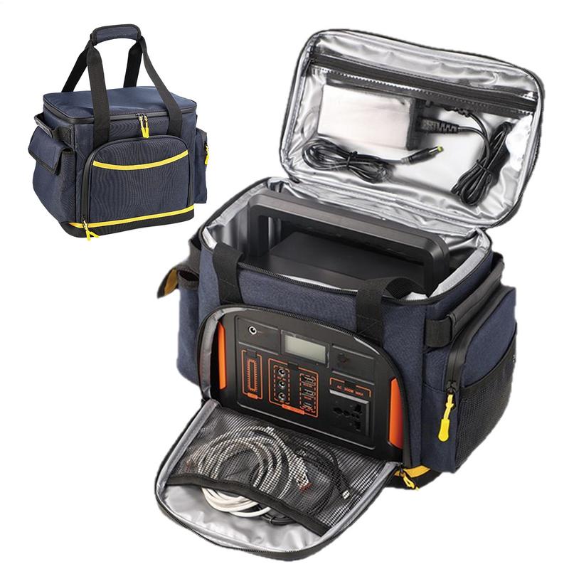 Portable Power Station Carrying Bag With Handle Waterproof Oxford Cloth Carrying Pouch Multiple Pockets For Charging Cables