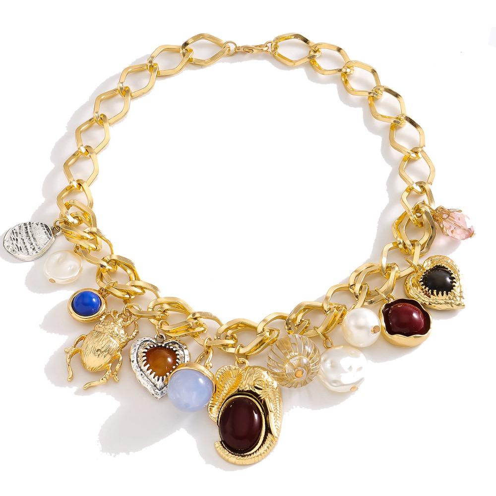 Literature Collarbone Chain Personality Vintage Earring Punk Multi Pendant Chain Necklace Autumn