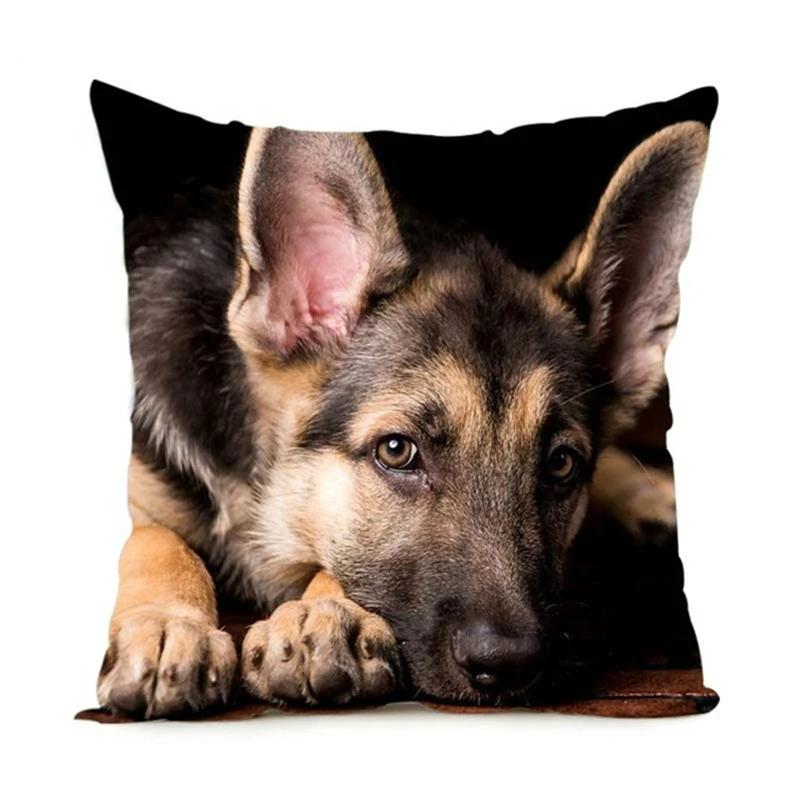 German Shepherd Dog Printing Polyester Pillowcase Home Sofa Office Chair Pillow Cover Decorative Cushion Cover 45X45Cm