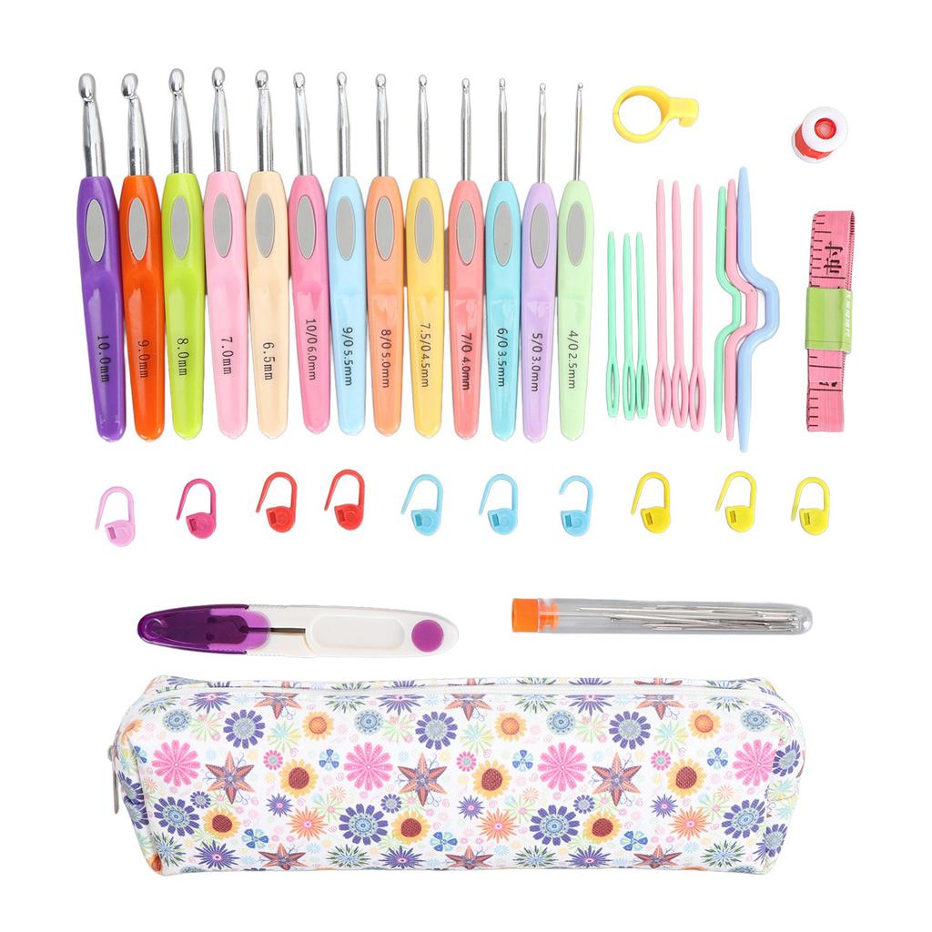 Crochet Hooks Set 2.5mm‑10.0mm Ergonomic 13PCS Multicolor Crochet Hooks with PU Bag for Home