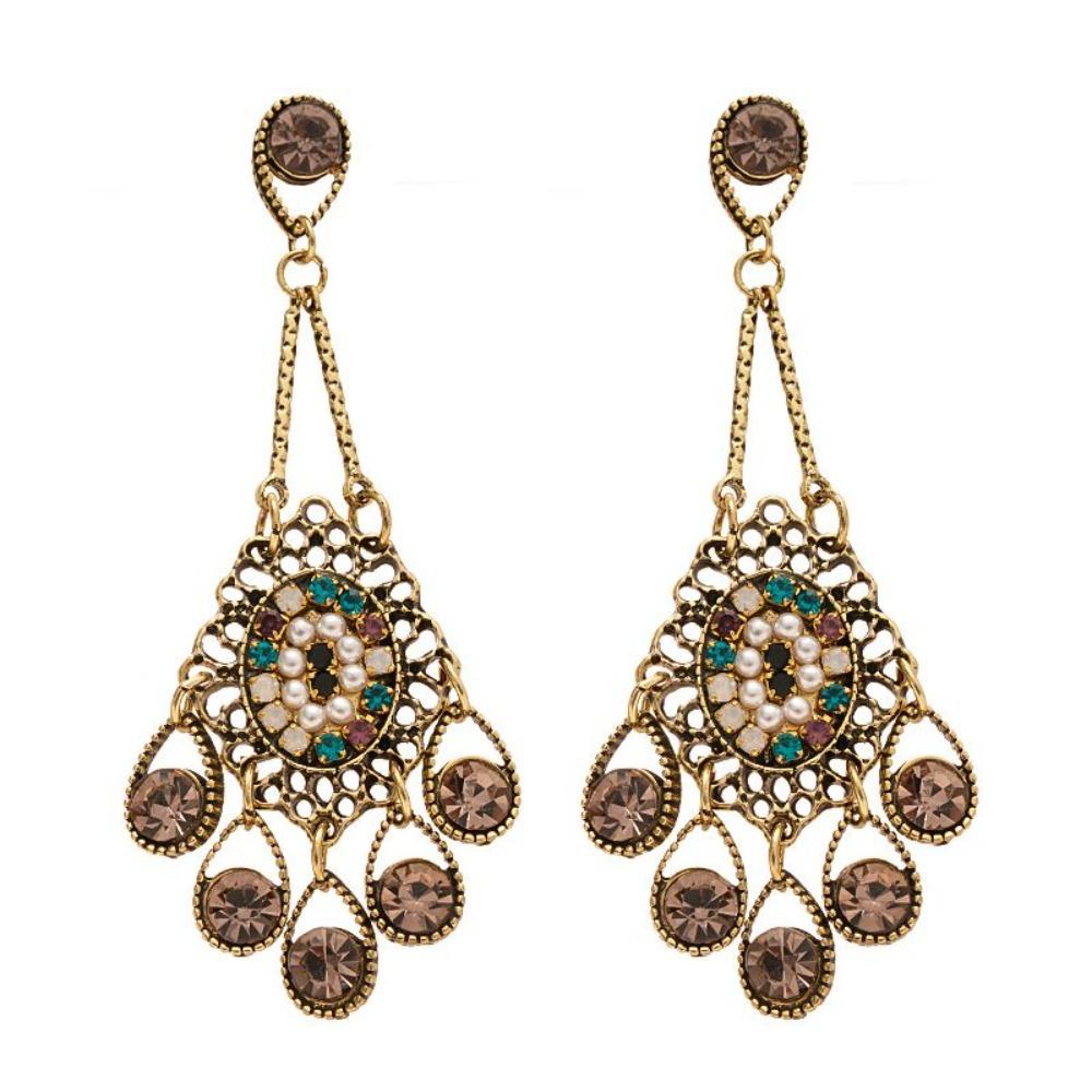 Bohemia Style Bohemian Crystal Earrings Hollow Water Drop Earrings Pendant  Beach