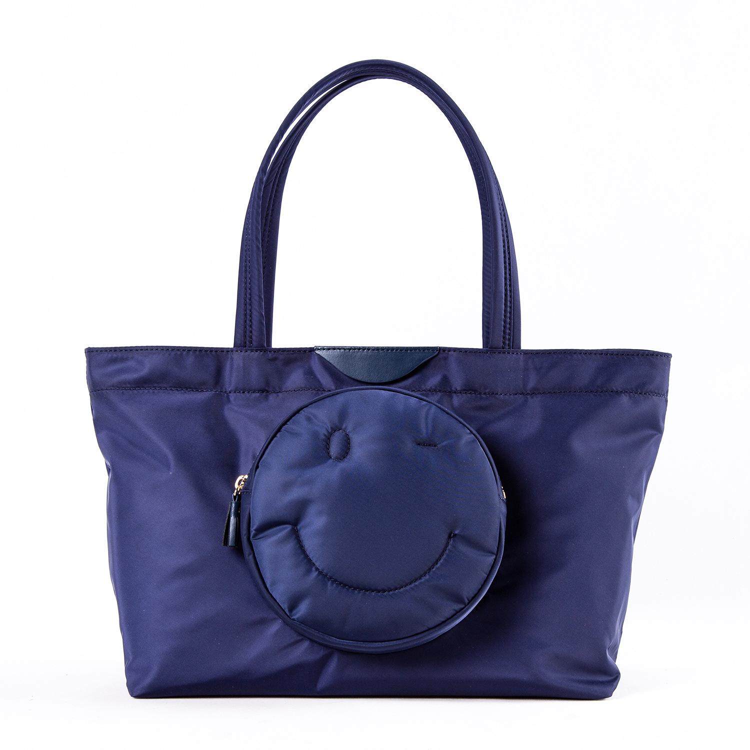

26 Export foreign trade horizontal plate smiley face parachute waterproof nylon tote bag large capacity shopping bag women s bag mommy bag темно-синього кольору