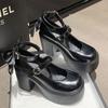 Spice girls white high heels women's 2025 spring new waterproof table heightening sweet bow Mary Jane small leather shoes