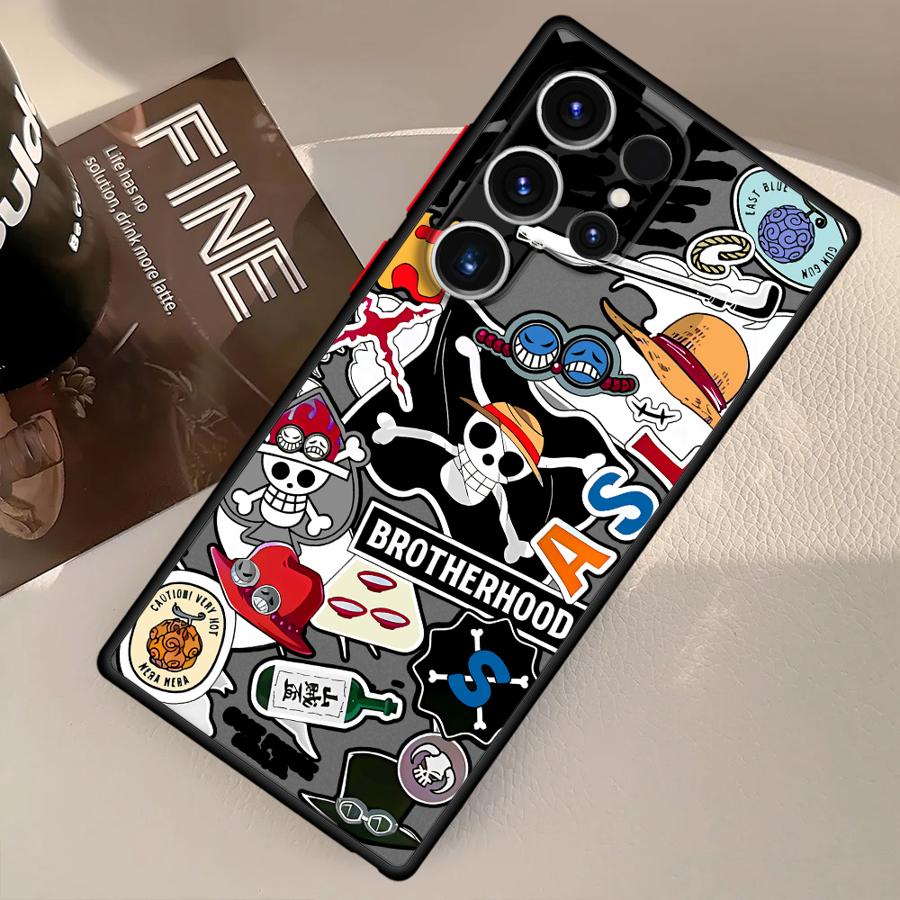 Custodia Logo Anime One Piece per Samsung Galaxy S25 Ultra Note 20 Ultra 10+ S21 S23 FE S24 Plus S26 S20 FE S22 Funda Retro Telefono