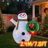 7.8FT/2.4M Inflatable Snowman Waving Holding Christmas Wreath with Lights, Outdoor Yard Decoration