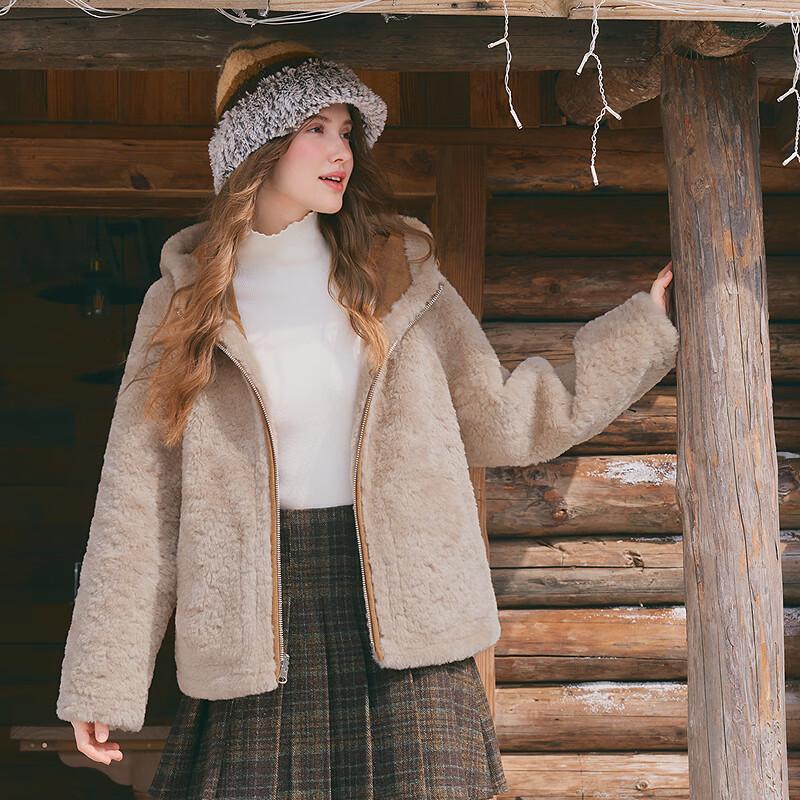 Betu Women's Faux Suede Fur Patchwork Hooded Reversible Short Coat