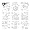 Reusable Gingerbread House Window Clings 9Pcs Christmas Clings, Static Glass Stickers, White Line Hand-Painted Decals for Holiday Home Decorations,