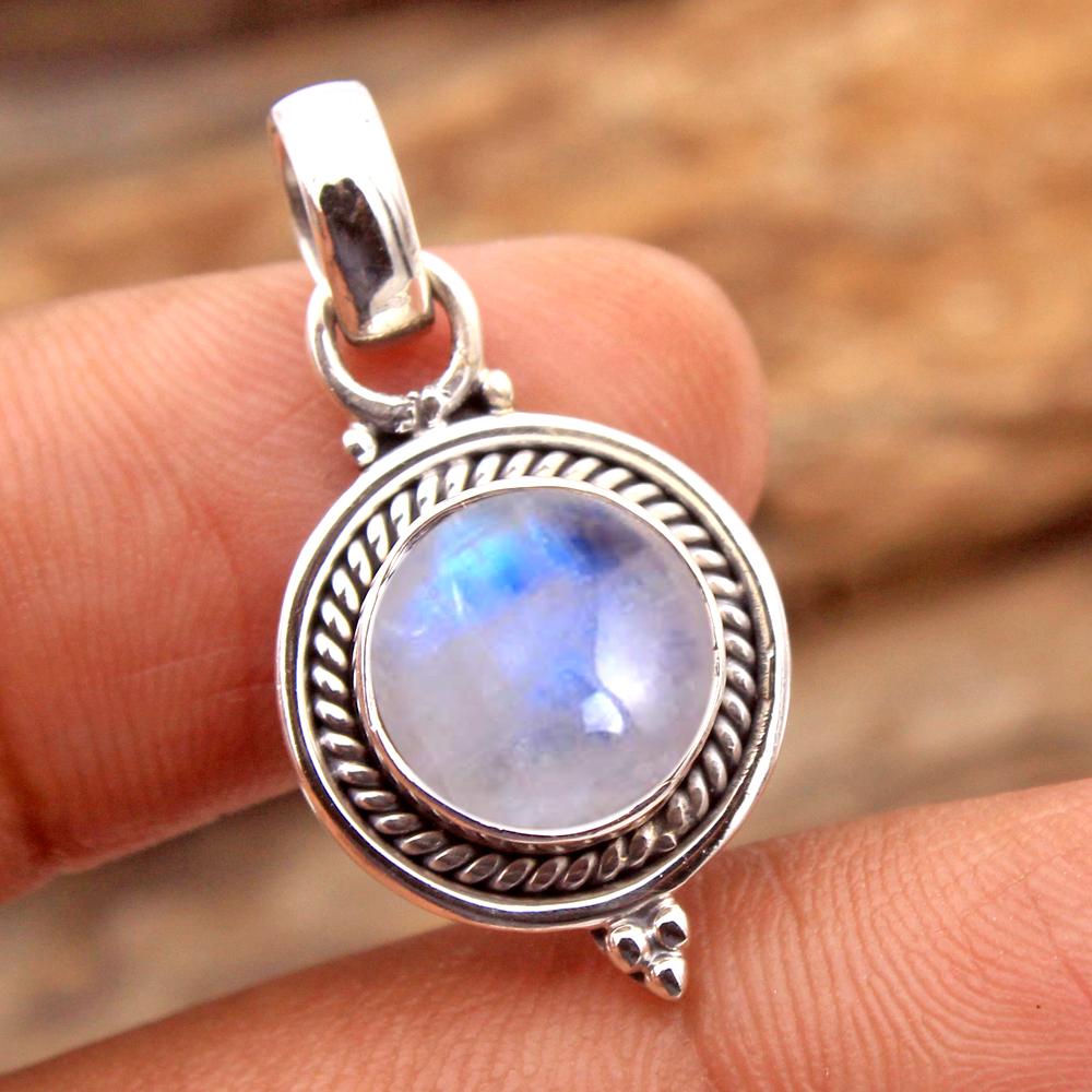 

Подвеска ручной работы с лабрадоритом и лунным камнем, серебряные украшения, серебро 925 пробы, женский кулон белый