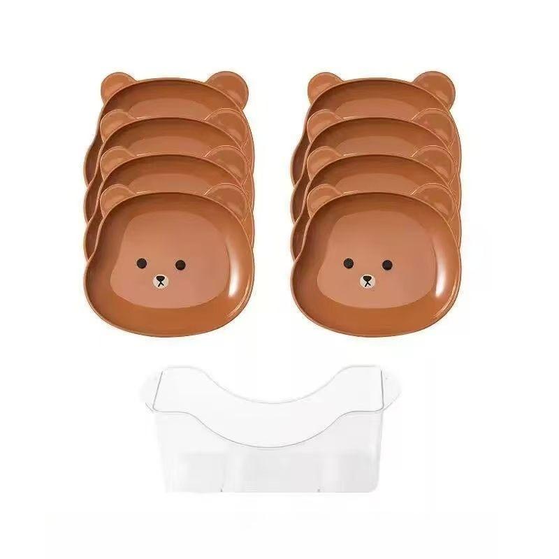 Cute Bear Shaped Bone Spitting Dish Cartoon Plastic Snack Tray Set Kitchen Desktop Anti Fall Plate Residue Fruit Plate Tableware
