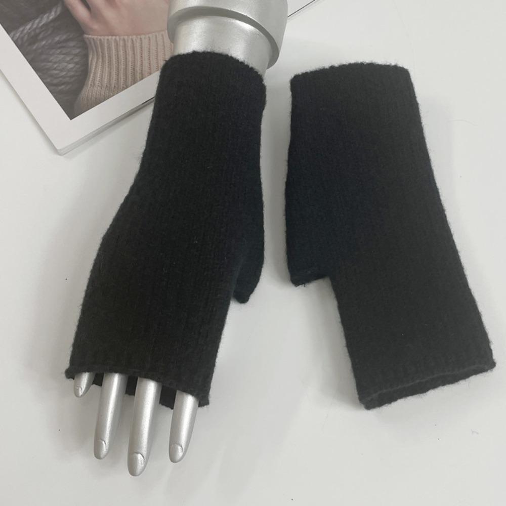 Exposed Finger Cashmere Gloves Thick Fingerless Gloves Fashion Knitted Gloves Women Girl