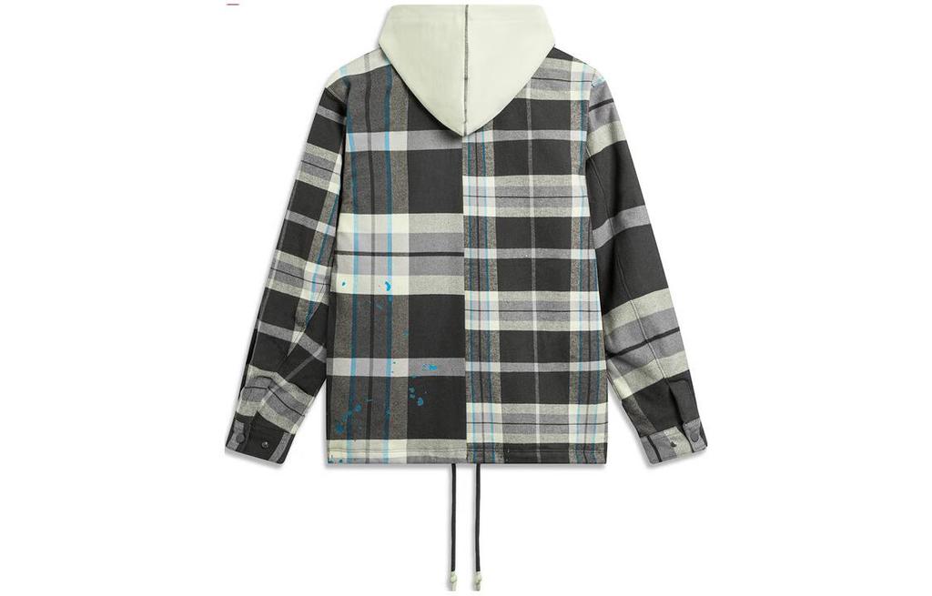 Li Ning BADFIVE Puffer Jacket Men's Gray Green Plaid AFMU003-2