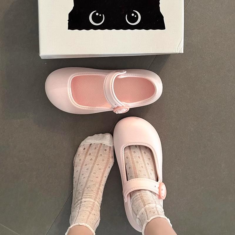 Korean version of design sandals round head shallow mouth Mary Jane shoes women's summer new thick-soled versatile casual flat-soled single shoes