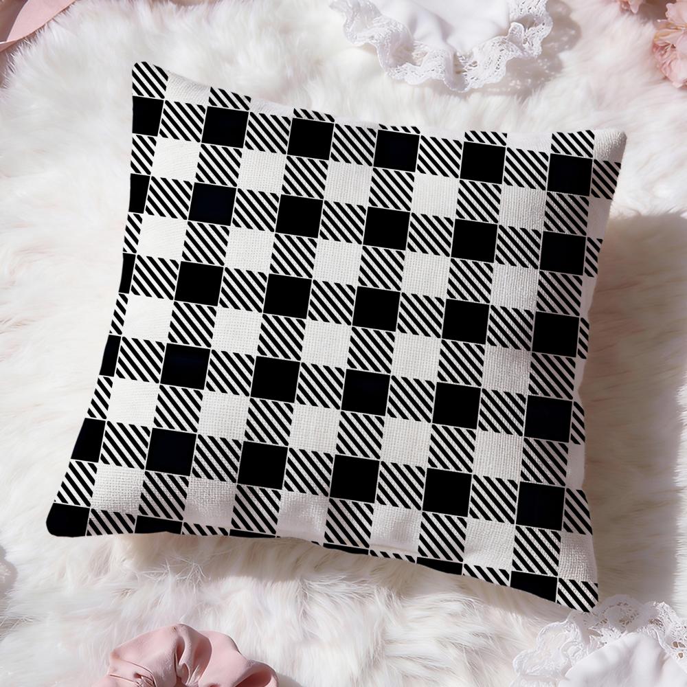 Checkered pattern Cushion Cover Premium Comfort Reversible Pillow Cove Two in One Design for Any Room Car Interior