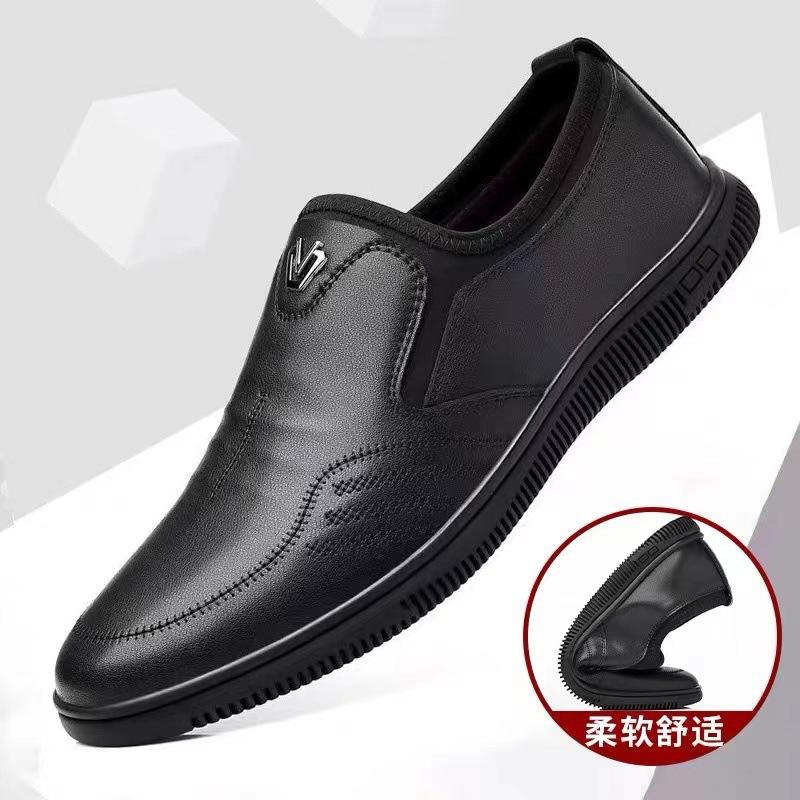 

Men s casual shoes Men s summer breathable business leather shoes Soft-soled dad shoes Comfortable driving men s shoes 44 чёрный