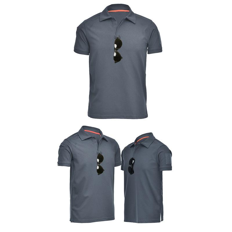 Taktické tričko speciálních jednotek s krátkým rukávem Tričko s vojenským ventilátorem Klopa Volné elastické letní tričko Tréninkové Rychleschnoucí muži s krátkým rukávem