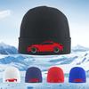 Red Sports Coupe Wheels Black Background Men Women Unisex Knitted Hat Beanie Pullover Cap Winter Thermal Warm Christmas Outdoor