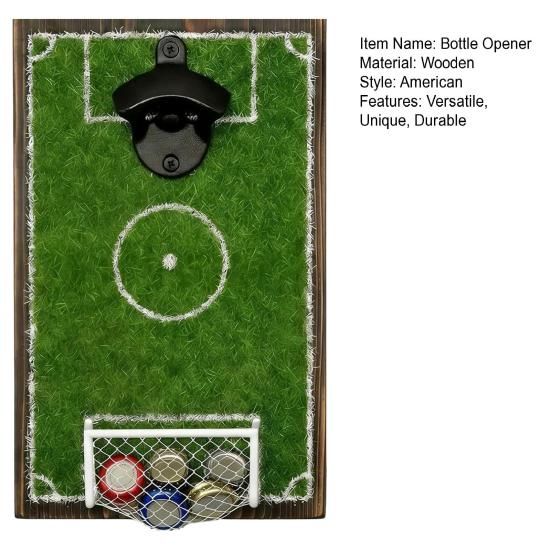 Soccer Field Bottle Opener Wall Mounted Bottle Opener with Cap Catcher Sturdy Football Field Design Beer Cap Remover Gift for Football Lovers
