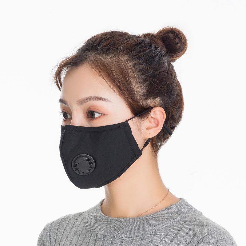 Unisex Black Cartoon Cotton Winter Mask with PM2.5 Anti-Smog and Dust Filter