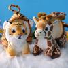 Simulated Tiger Plush Toy with Portable Bed Soft Fluffy PP Cotton Stuffed Giraffe Leopard Lion Animal Plushie Doll Home Decoration Kids Birthday Gift