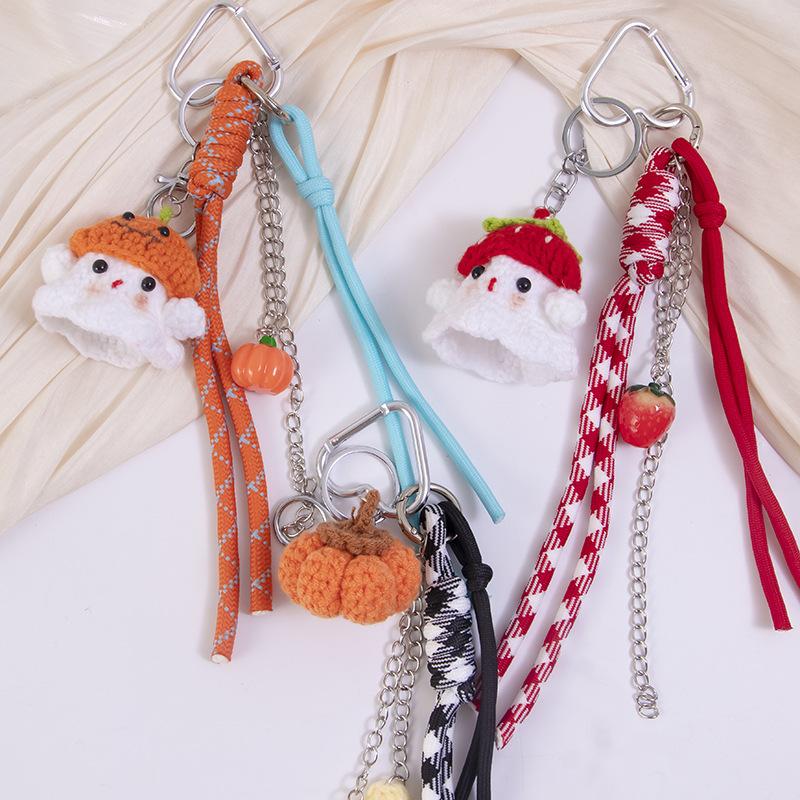 1 Piece Christmas Gifts Funny Crochet Santa Claus Doll Keychain Cute Handmade Plush Wool Knitted Santa Claus Ornament Decoration