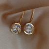 1 Pair Hook Earrings Round Pendant Rhinestone Jewelry Delicate Long Lasting Drop Earrings for Wedding