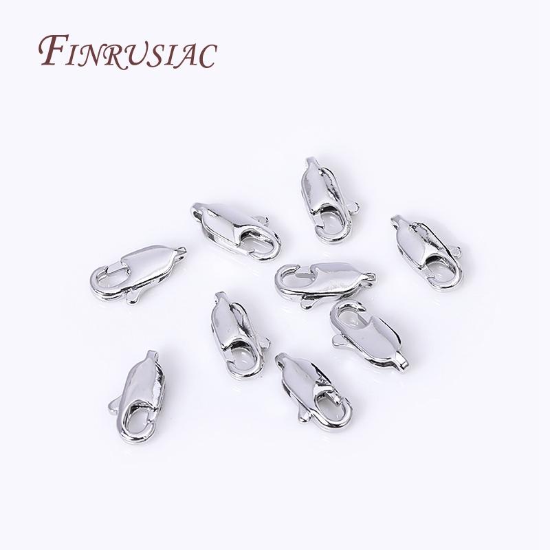 18K Gold Plated Brass Oval Lobster Clasp Connector Rhodium plated Lobster Clasps Lock DIY Jewelry Making Findings Supplies