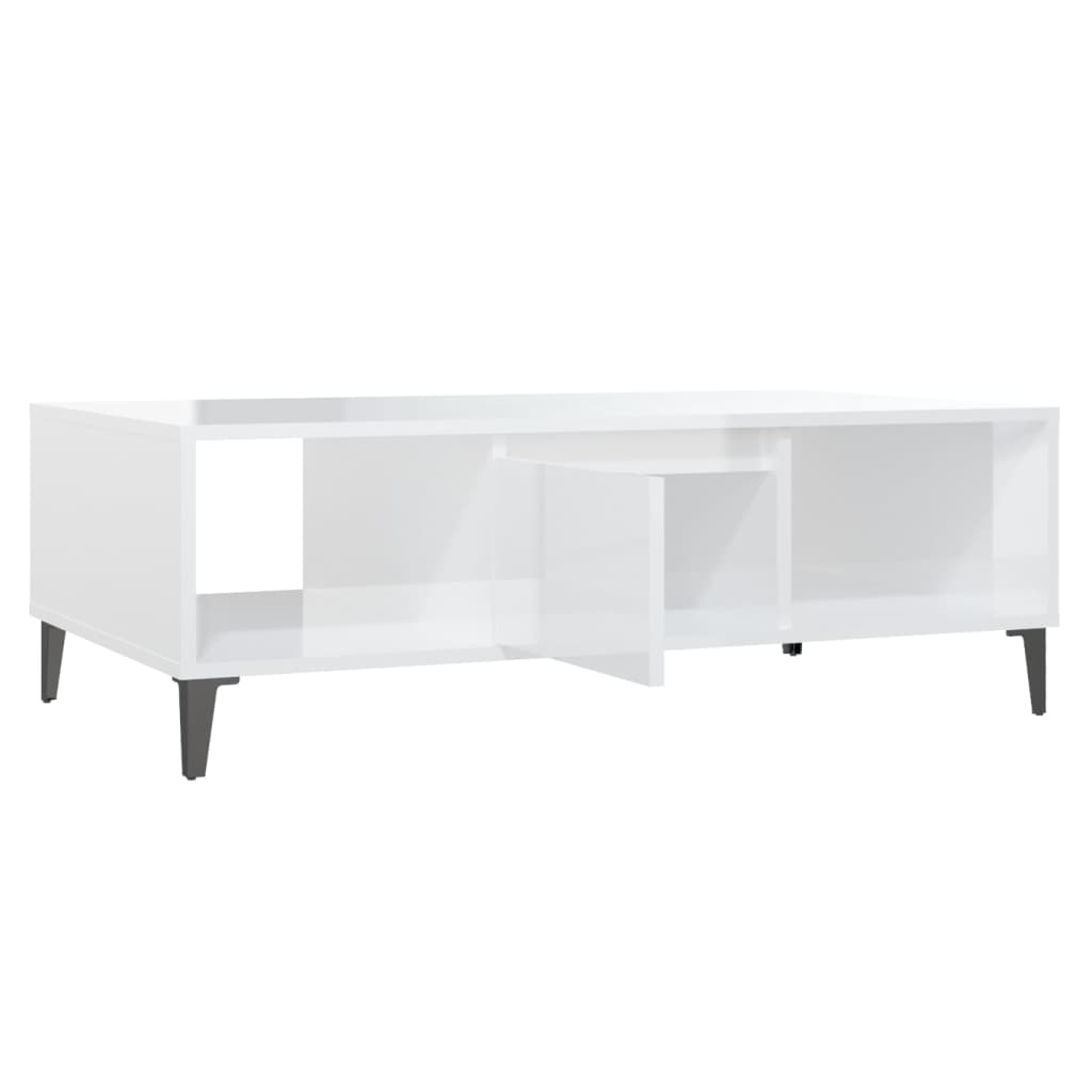  Coffee Table, White, High Gloss, 103.5x60x35 Cm