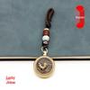 Rotating Brass Zodiac Signs Vermilion Gourd Keychain for Wealth & Treasures