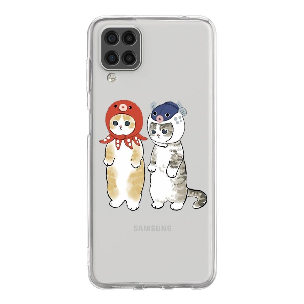 Cute Cat Cartoon Phone Case For Samsung Galaxy A51 A71 A21S A12 A11 A31 A41 A01 A03S A13 A33 A73 A53 A52 A32 5G A23 Clear Cover