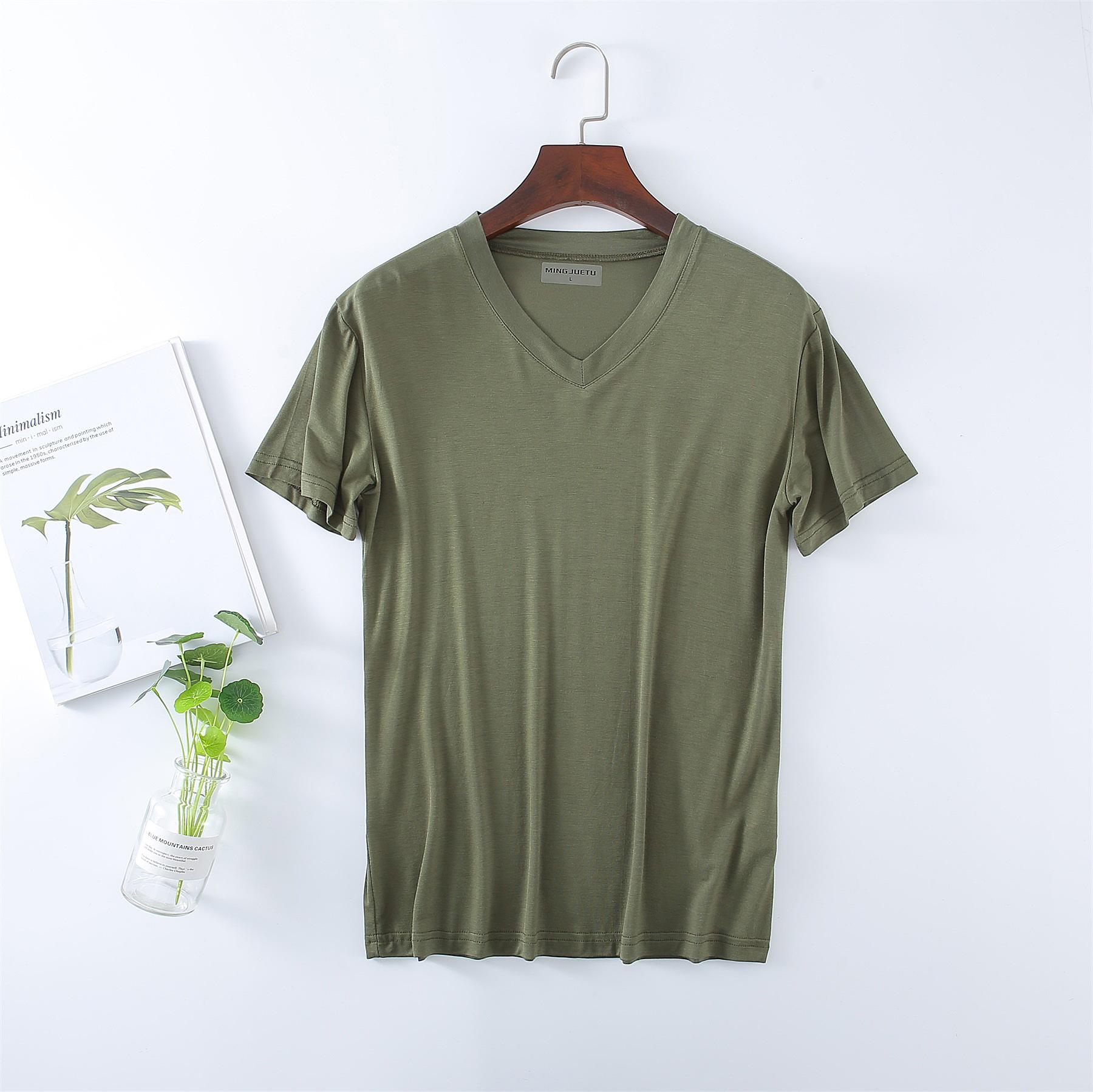 

Мужская футболка большого размера из модала с коротким рукавом и V-образным вырезом, повседневные летние классические базовые футболки ( L-8XL) 8xl