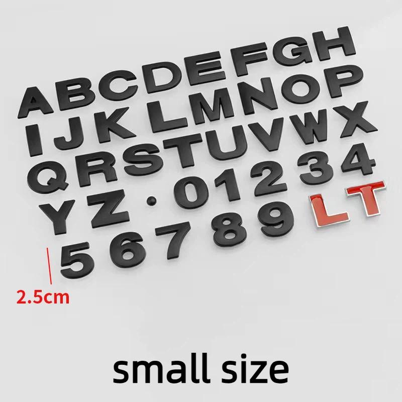 

DIY 3D Metal Letters Emblem Decals Numbers Car Sticker Rear Trunk Logo Digital Badge Accessories A-small size чёрный