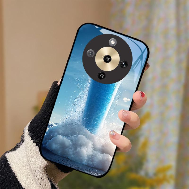 For Honor X9d 5G Case Fashion Tempered Glass Back Cover For Honor X9d 6.79" Bumper Camera Protection Shockproof Fundas Coque