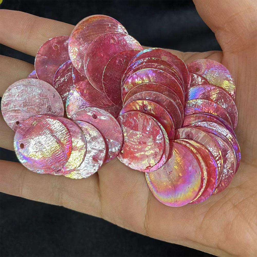 10pcs Round Disc Mirror Shell Beads Pendant Beige Mother of Pearl Charms for Handmade Earring DIY Craft Necklace Jewelry Making