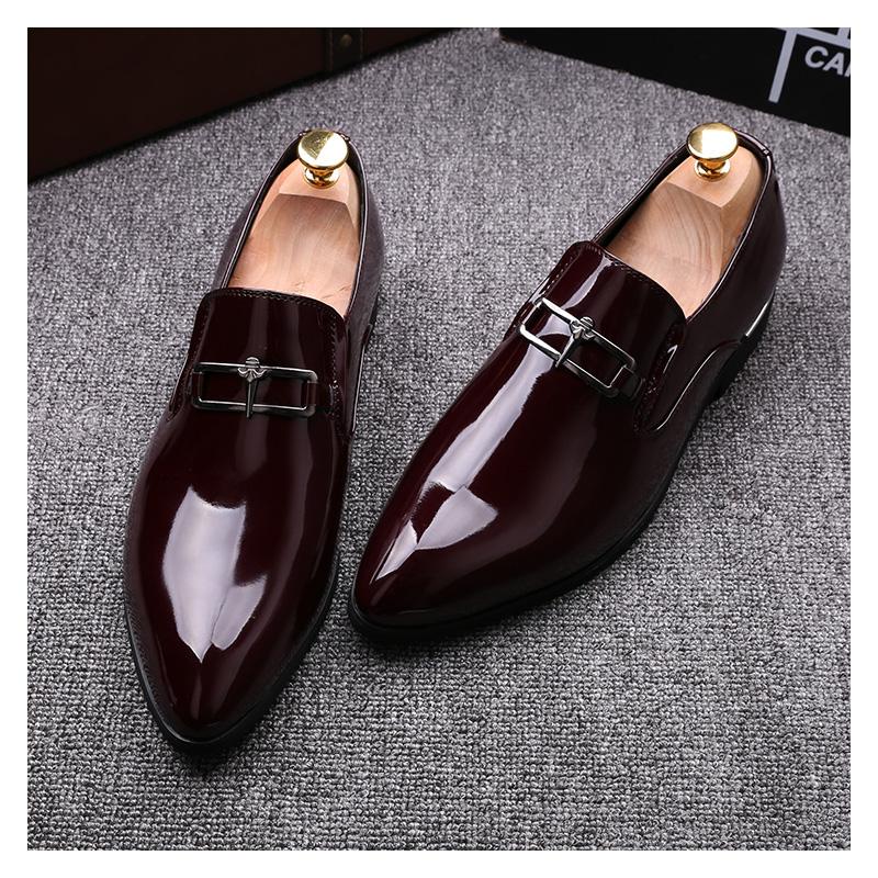men's fashion party prom dress shoes slip-on patent leather oxfords shoe breathable summer loafers designer trend footwear