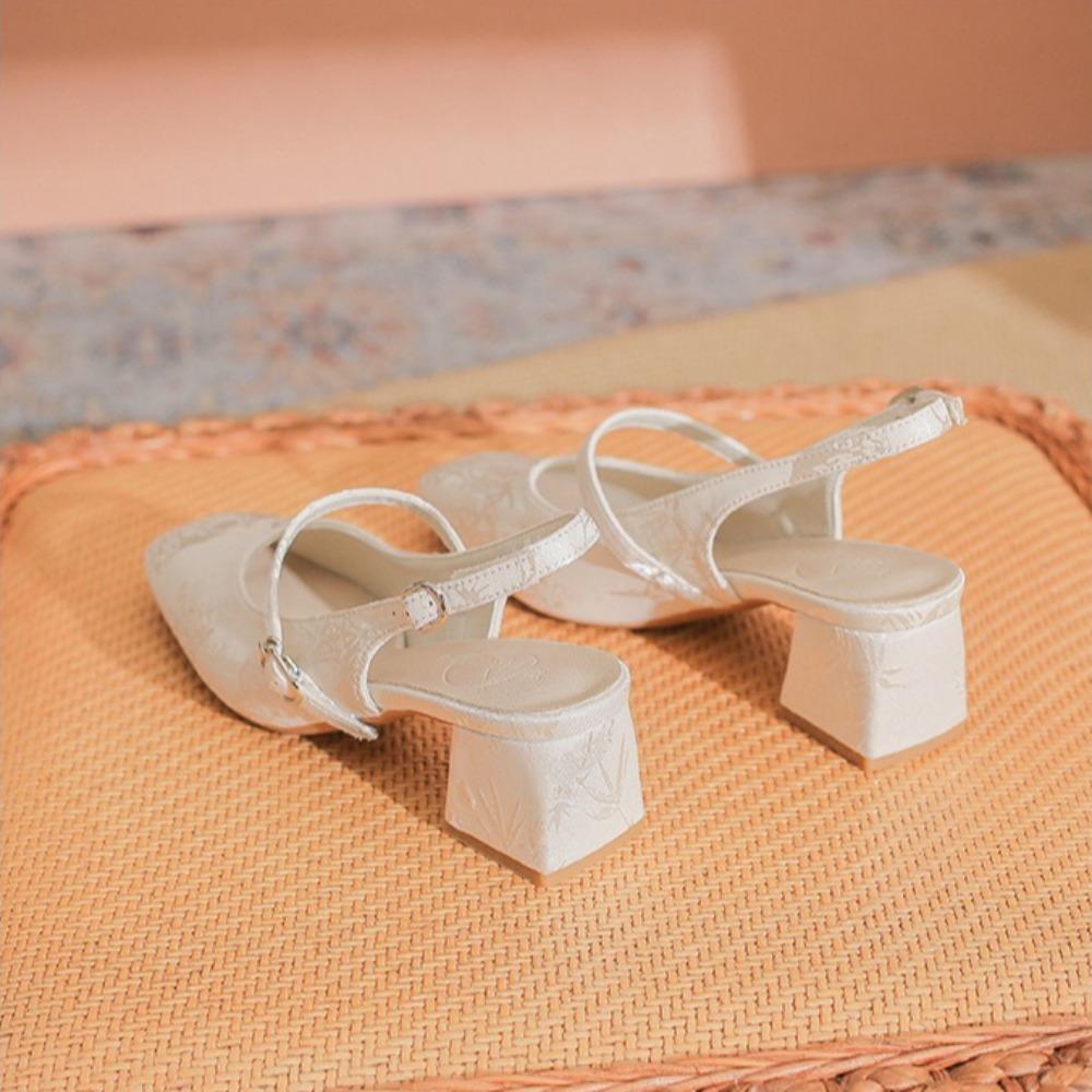 Fashion Sandals Women Summer New China-Chic Style with Skirt Leather Shoes Women's Thick Heel Casual One Word with Square Head Mary Jane