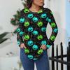 Women's Loose Fit Long Sleeve T-Shirt with Retro Halloween Print, Neck Pullover Top
