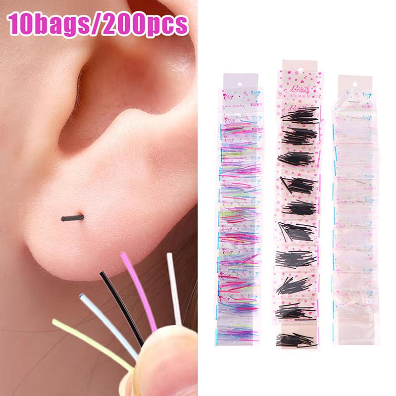 200 Pcs Invisible Plastic Soft Stud Earrings Hypoallergenic Simple Transparent Earring Piercing Retainer Ear Studs Pins Jewelry