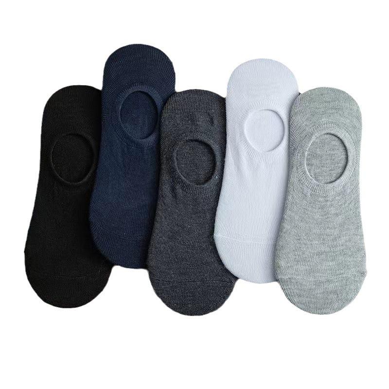 Men's Breathable Non-Slip Invisible Boat Socks - Low-Cut, Silicone, Deodorant, Solid Color