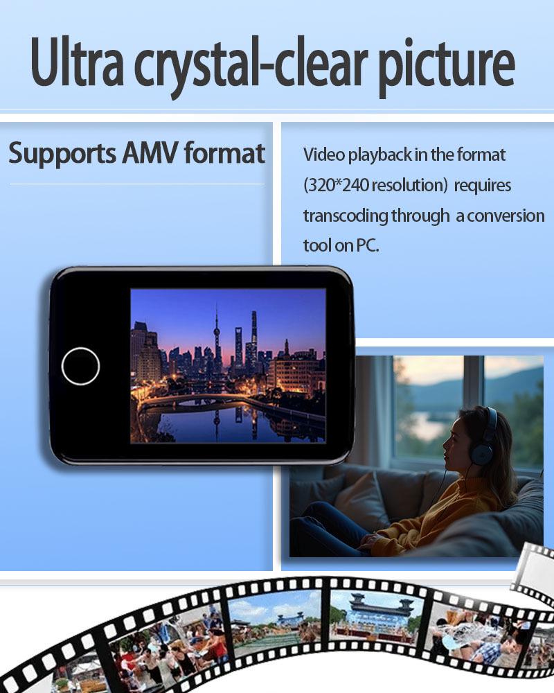 1.8-inch Touchscreen MP4 Music Player with Recording, Speaker, Card Slot, and Bluetooth MP3 Support