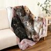 1Pc  Cute Kittens Flannel Throw Blanket Soft Warm Cozy Pet Pattern Blanket For Couch Bed Sofa