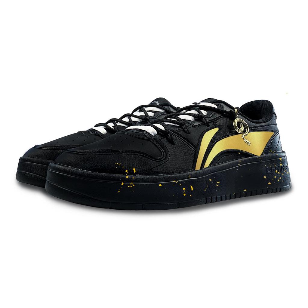 Li Ning Sycee V2 Cushioning, Wear Resistant Low top Skateboard Shoes Men's Black Gold AGCU515-5(Team652-)