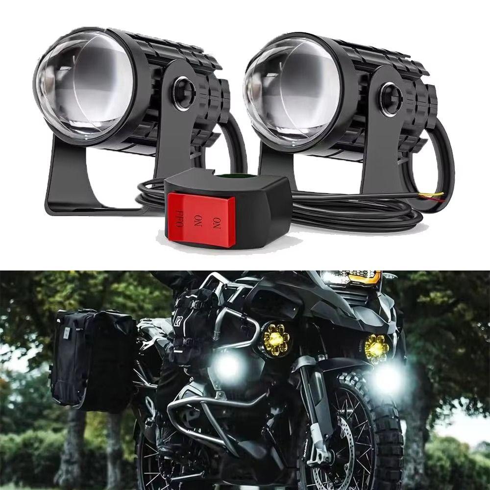 2Pcs Fisheye Lens Motorcycle Mini Driving Light LED Headlight Projector  Car Additional Lights