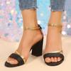 Ladies Shoes on Offer 2025 Cover Heel Women's Sandals Fashion Buckle Strap Office and Career Summer New Plus Size Heeled Sandals