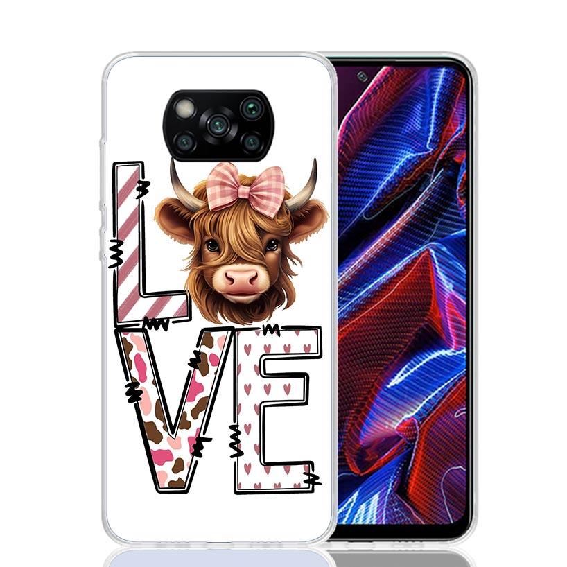 Cute Highland Cow Phone Case For Xiaomi Poco X7 X6 X5 Pro F7 Ultra Redmi 15C 15 13 13C 12 12C 10 10A 10C 9 9A 9C 9T Cover Poco X
