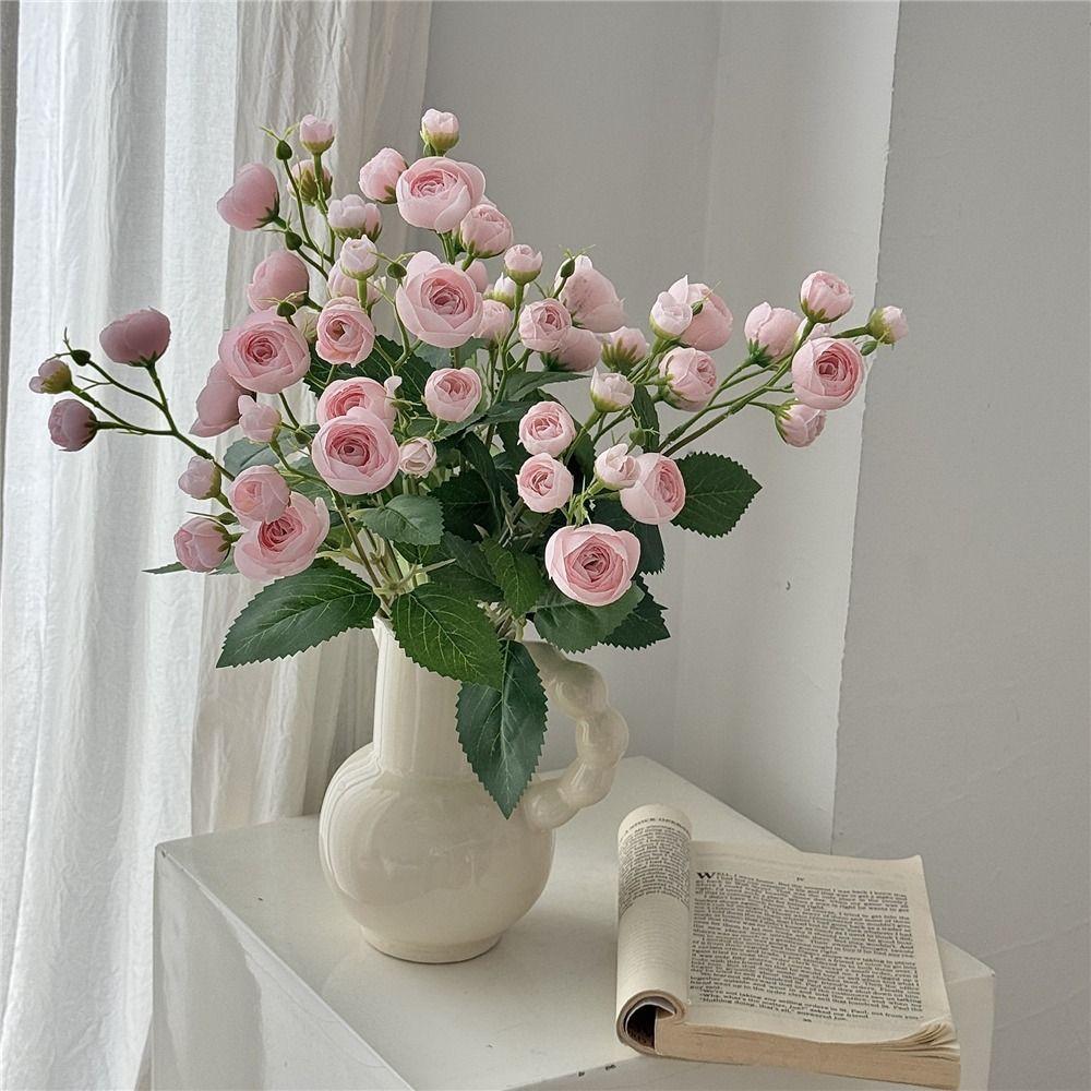With Stems Fake Flower Bouquet Silk Flower Wedding Flowers Artificial Roses Flower  Table Patio