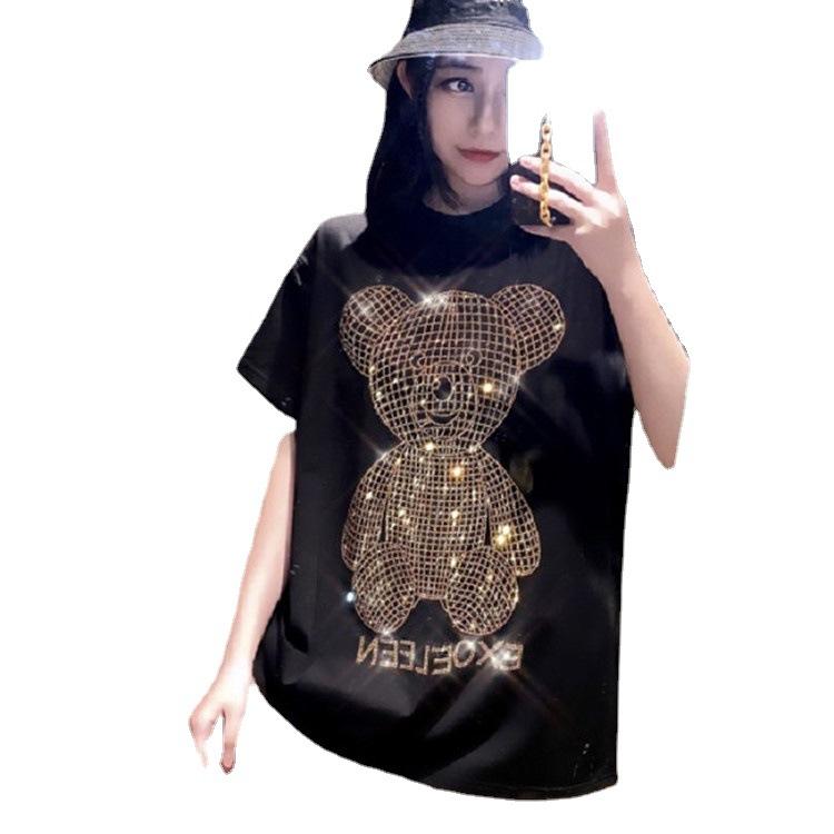 Medium and Long Trendy Cotton T-shirt Women's Short-sleeved Summer New Loose Large Size Half-sleeved Top
