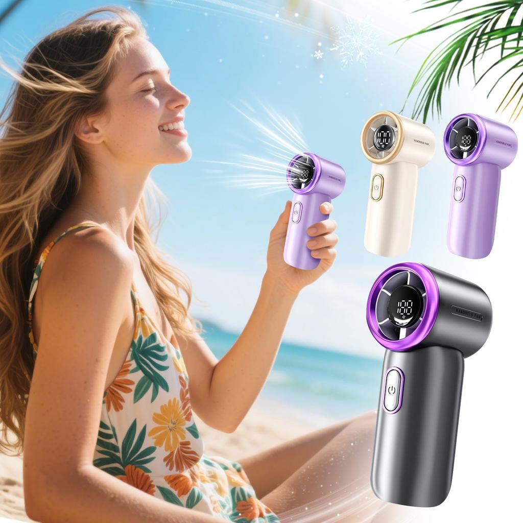 Portable Outdoor Handheld Fan, LED Digital Display, Long-lasting High Speed Fan With Multiple Settings
