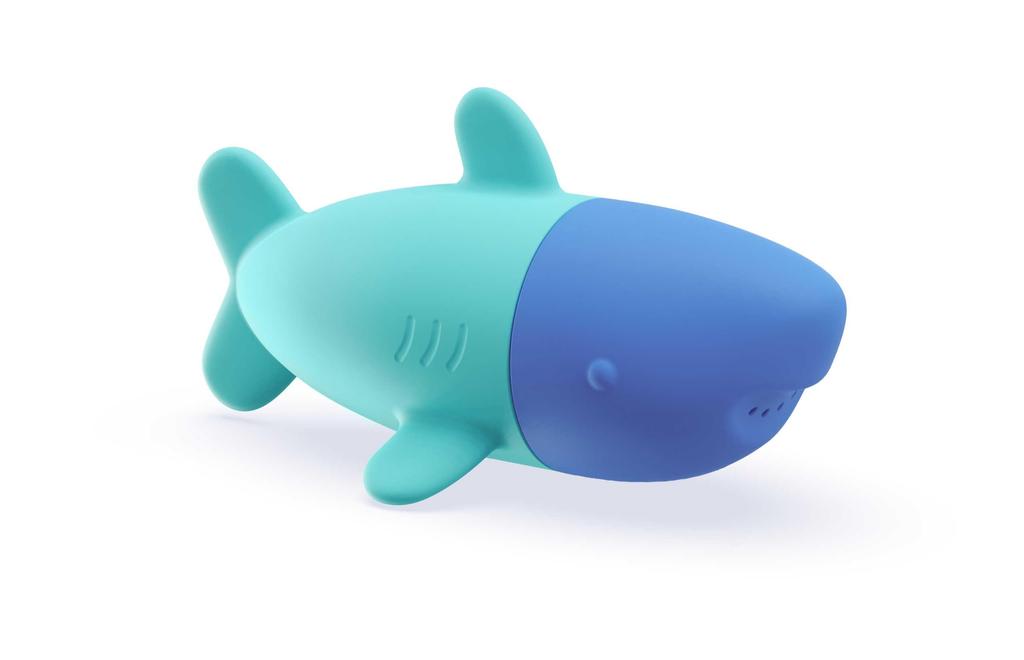 Quut Cute Squishy Shark Bath Toy for Bath, Pool, Ocean, Outdoor Water Play, Shower, and Watering Can. Perfect for Girls and Boys Ages 0, 1, and 2.
