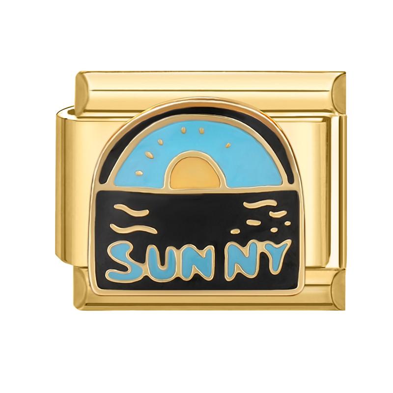 Vintage Sunny Wild Heart Moon Zircon Gold Color Italian Charm Links Fit 9mm Stainless Steel Bracelet Jewelry DIY Making Gifts