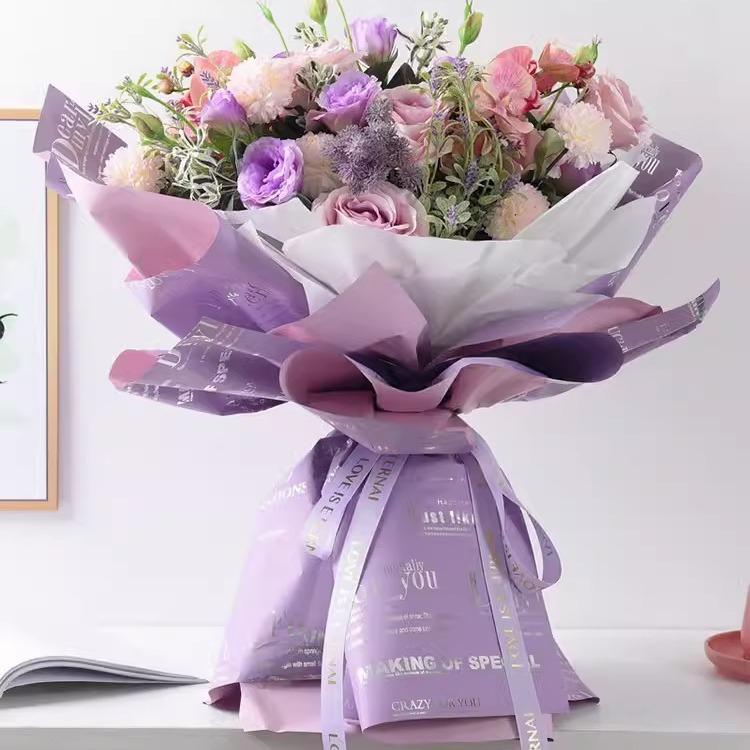 Nytt Premium Tvåfärgat Vattentätt Oya & Hanfei Omslagspapper för Rosbuketter – Dubbelsidigt Floralt Presentpapper, DIY Blomsterarrangemangsmaterial